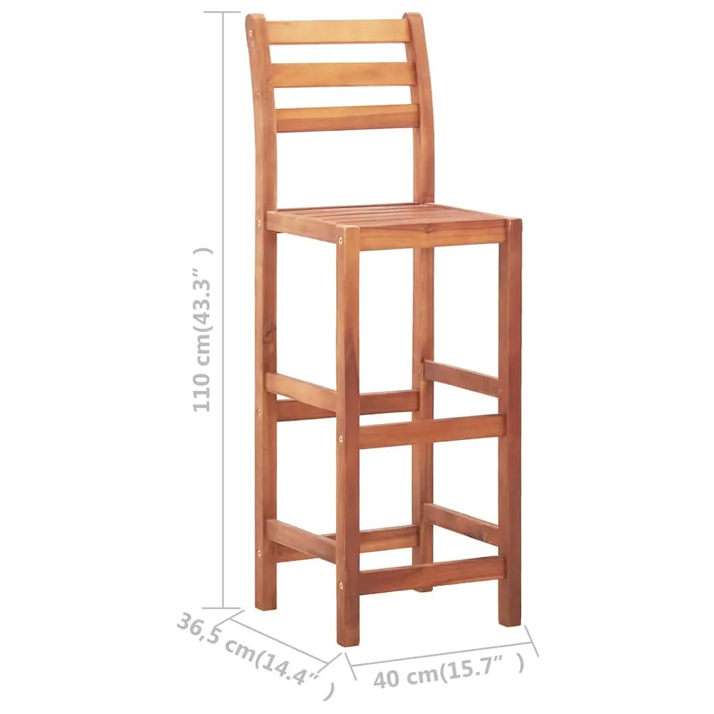 Bar Chairs 4 pcs Acacia Wood Bar Stools with Backrest Outdoor Kitchen Seating