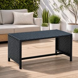 Black Poly Rattan Coffee Table for Outdoor Spaces
