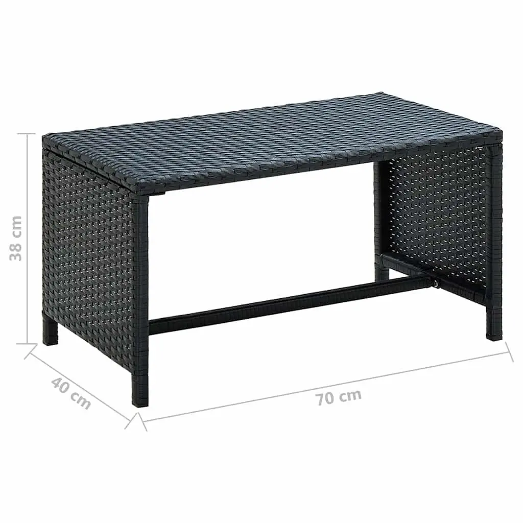 Black Poly Rattan Coffee Table for Outdoor Spaces