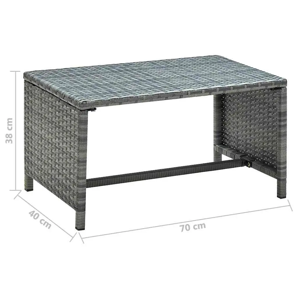 Outdoor Coffee Table Poly Rattan Anthracite 70x40x38cm Water Resistant Patio Accent Furniture