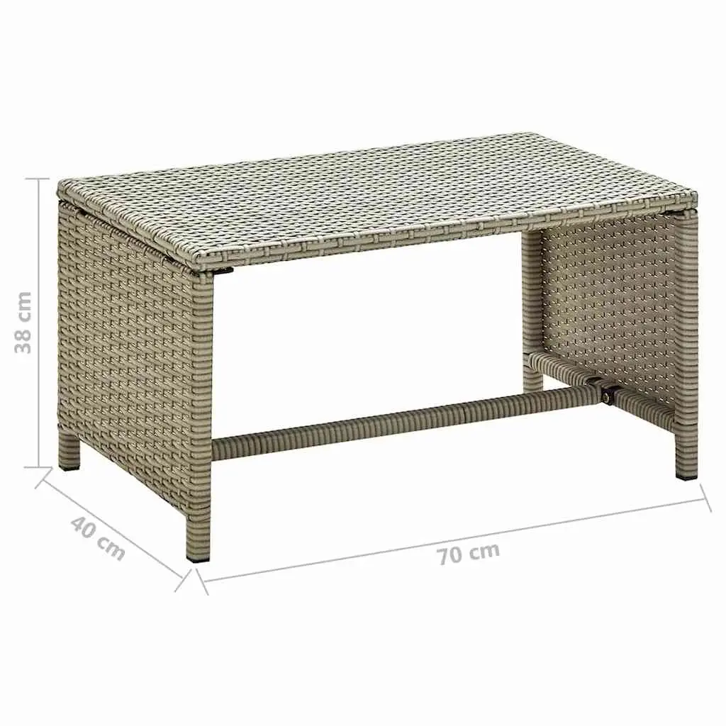 Beige Poly Rattan Coffee Table for Outdoor Spaces