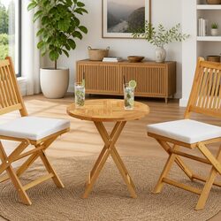 Round Teak Wood Tabletop for Dining Spaces 60cm