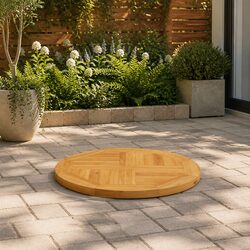 Round Teak Wood Tabletop for Dining Spaces 60cm