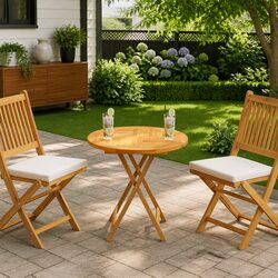 Warm Solid Teak Wood Dining Table Top 70cm Diameter