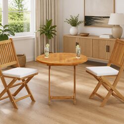 Round Solid Teak Wood Table Top for Dining 80cm