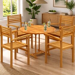 Warm Solid Teak Wood Round Table Top 90cm Diameter