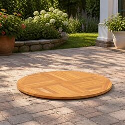Warm Solid Teak Wood Round Table Top 90cm Diameter