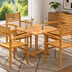 Teak Wood Square Table Top 80x80cm in Brown