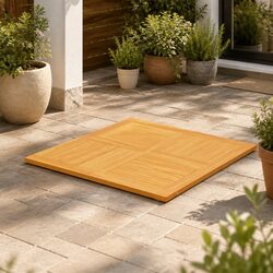 Warm Brown Solid Teak Wood Square Dining Table Top 90x90cm