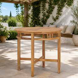 Warm Solid Teak Wood Round Dining Table 80cm
