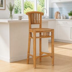 Comfortable Solid Teak Wood Bar Stool for Dining Spaces
