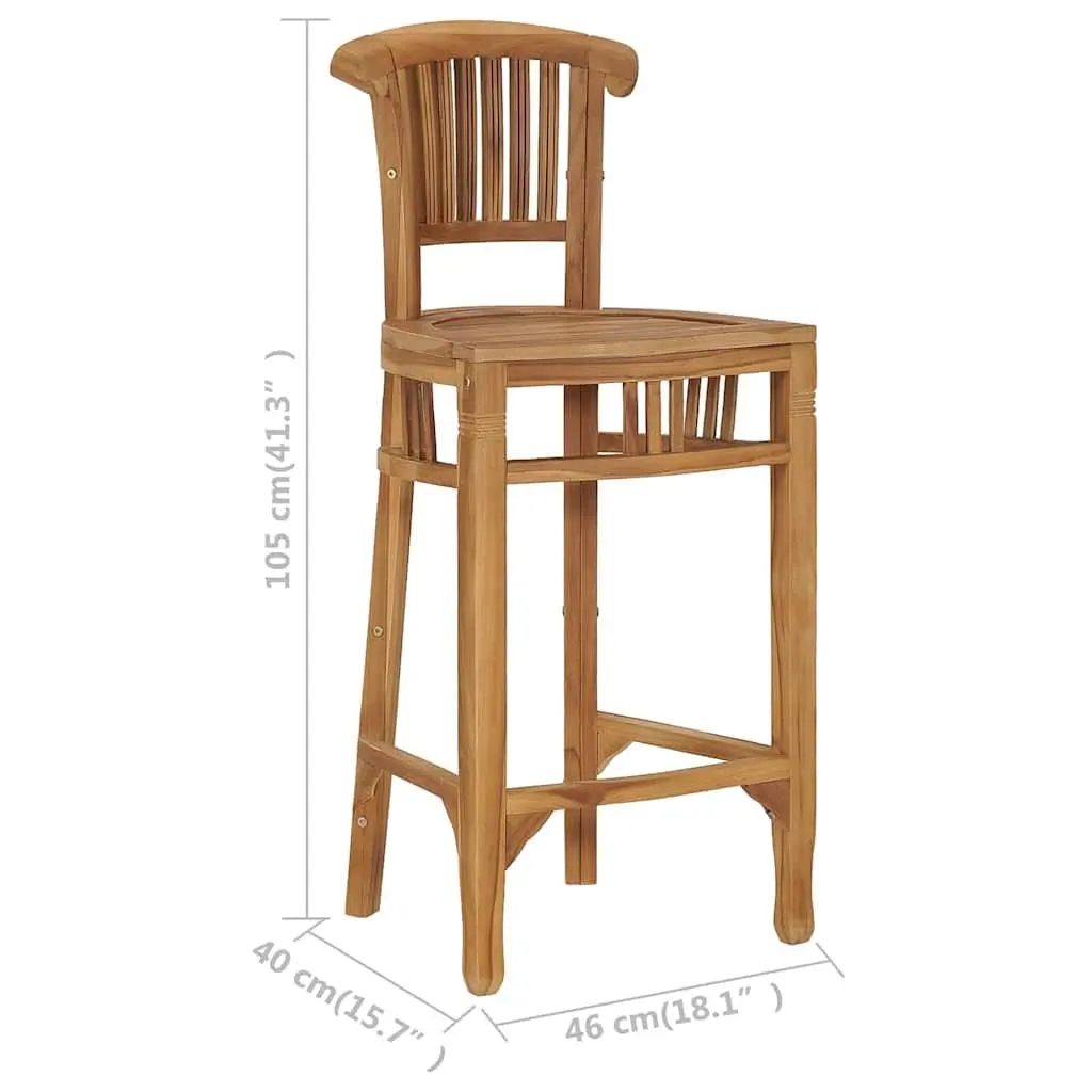 Solid Teak Wood Bar Stool for Dining Spaces