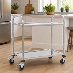 2-Tier Stainless Steel Kitchen Trolley for Everyday Use