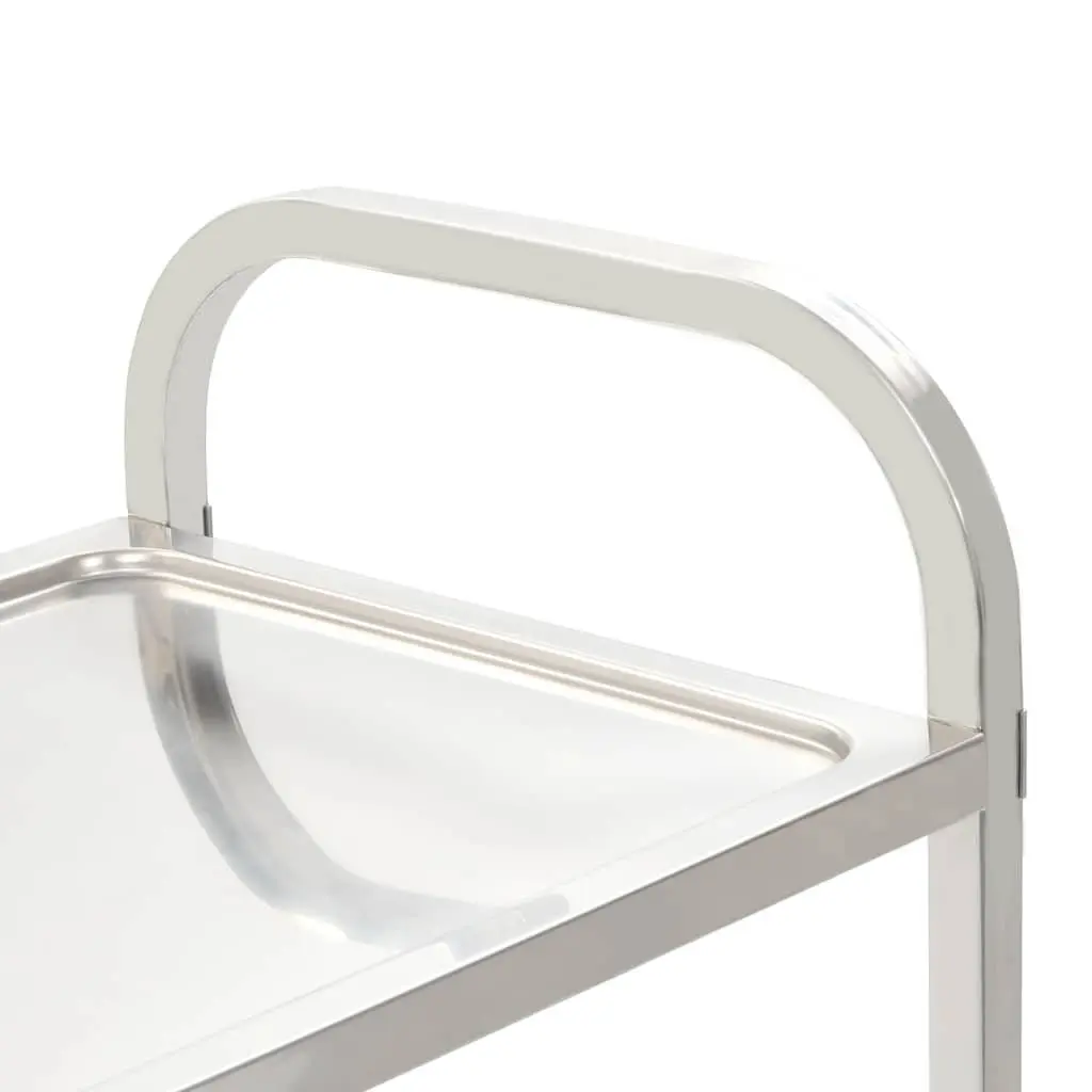 3-Tier Kitchen Trolley Stainless Steel Rolling Cart Silver 96.5 x 55 x 90 cm
