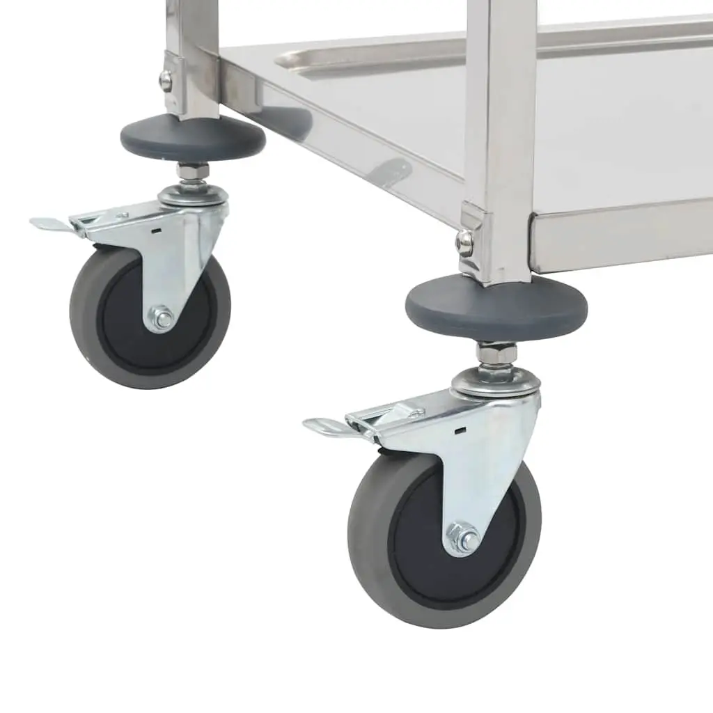 3-Tier Kitchen Trolley Stainless Steel Rolling Cart Silver 96.5 x 55 x 90 cm