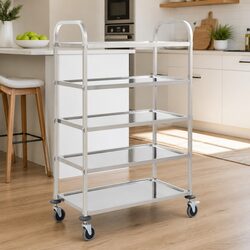 5-Tier Stainless Steel Kitchen Trolley for Everyday Use
