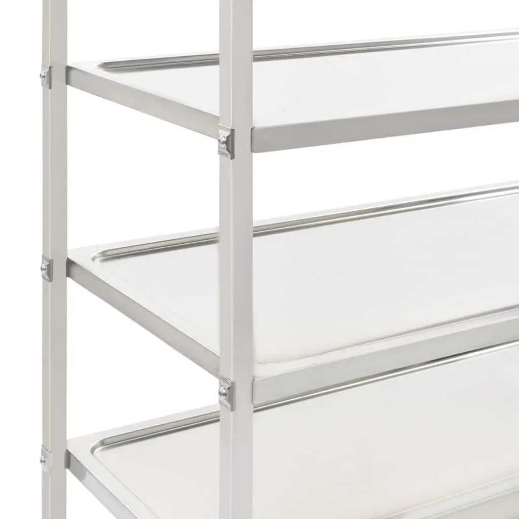 5-Tier Stainless Steel Rolling Serving Cart Kitchen Trolley Storage Silver