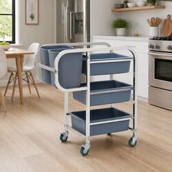 Charming Kitchen Trolley Cart with Plastic Storage Containers