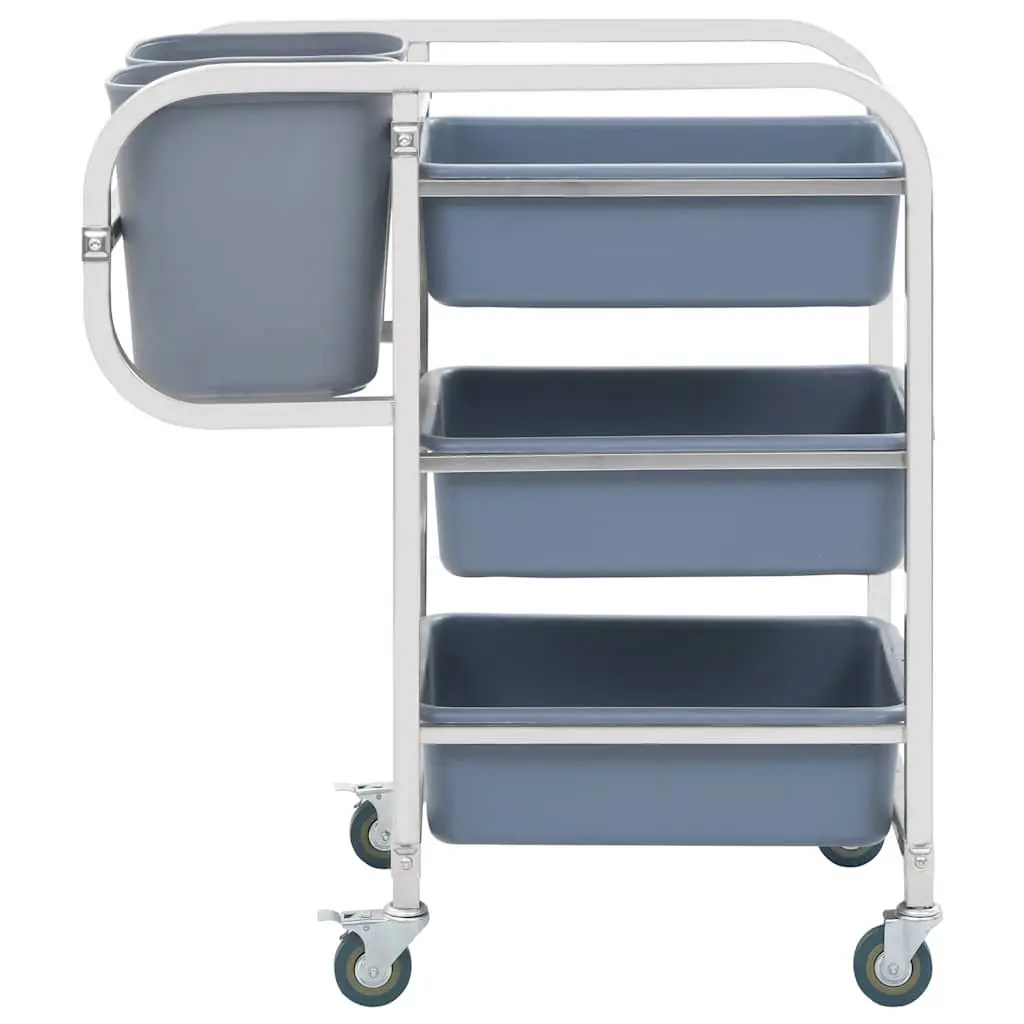 Kitchen Trolley Cart with Plastic Containers Storage Dining Room Cleaning Tool