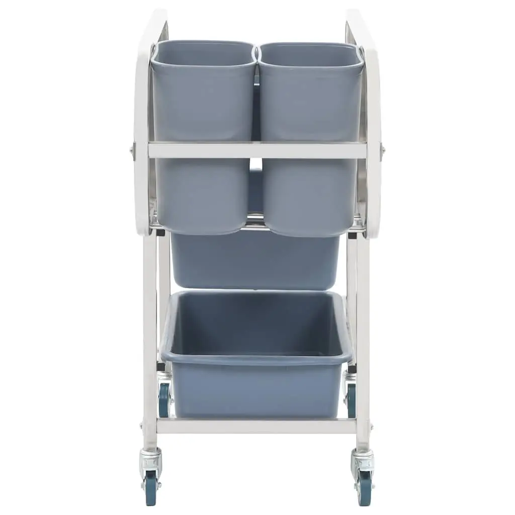 Kitchen Trolley Cart with Plastic Containers Storage Dining Room Cleaning Tool