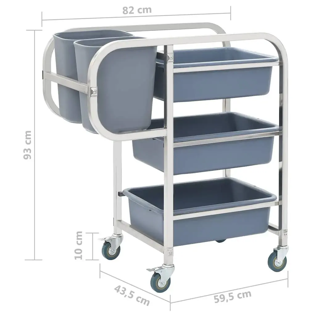 Kitchen Trolley Cart with Plastic Containers Storage Dining Room Cleaning Tool