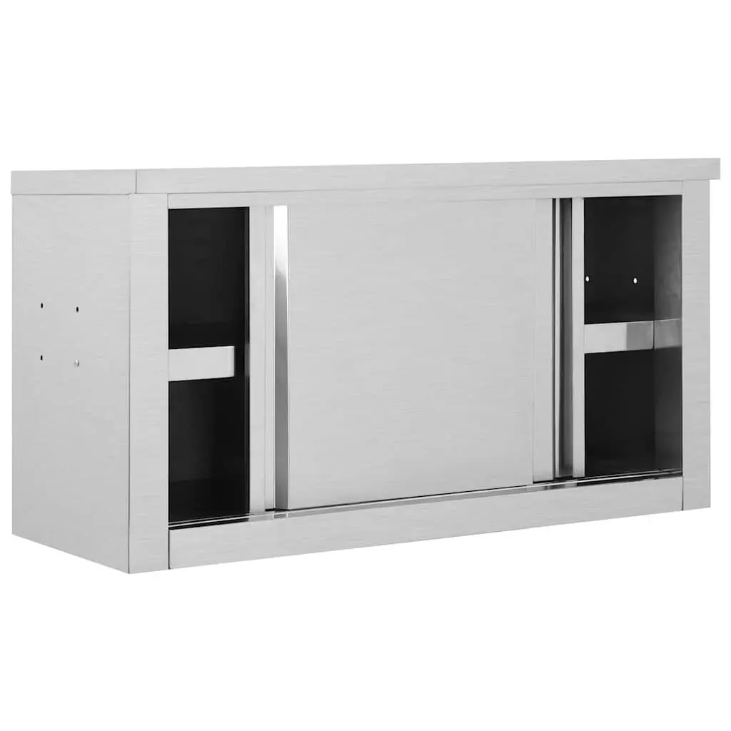 Kitchen Wall Cabinet Sliding Doors 90x40x50cm Stainless Steel Grey