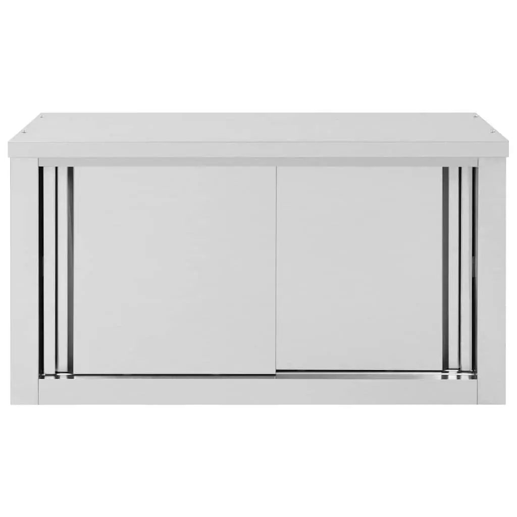 Kitchen Wall Cabinet Sliding Doors 90x40x50cm Stainless Steel Grey