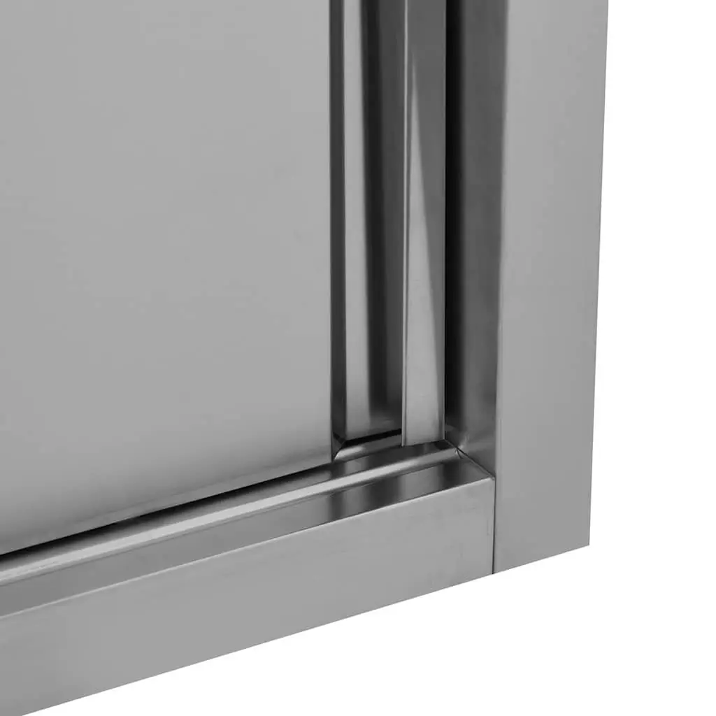 Kitchen Wall Cabinet Sliding Doors 90x40x50cm Stainless Steel Grey