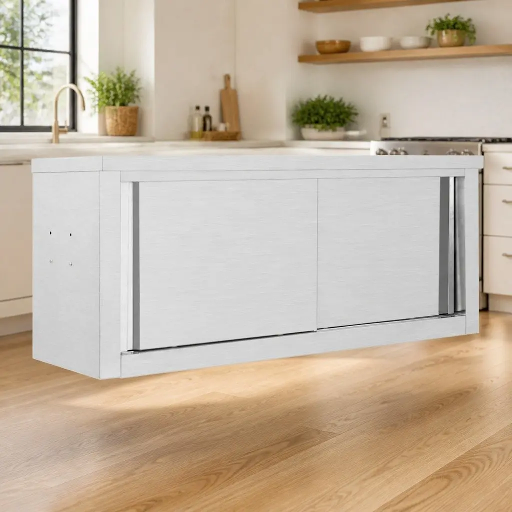Kitchen Wall Cabinet Sliding Doors 120x40x50cm Stainless Steel Grey
