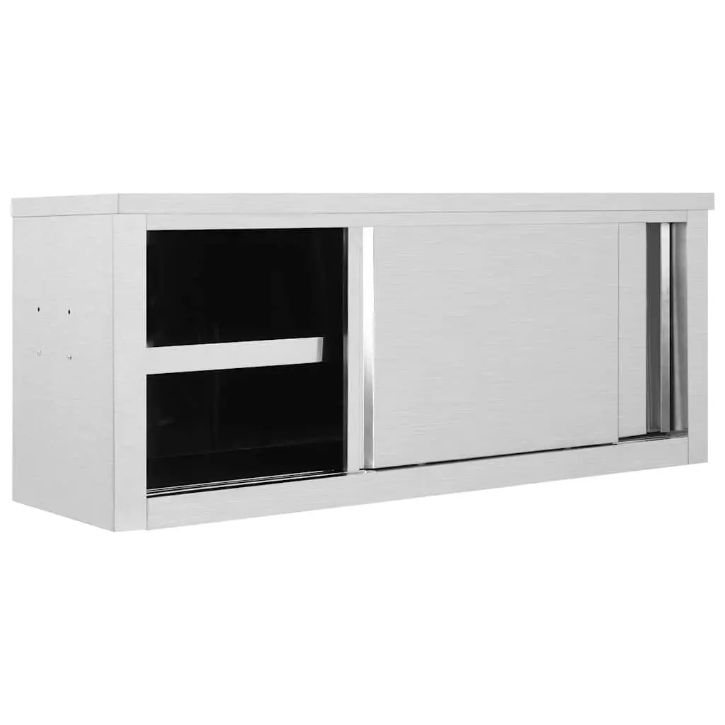 Kitchen Wall Cabinet Sliding Doors 120x40x50cm Stainless Steel Grey