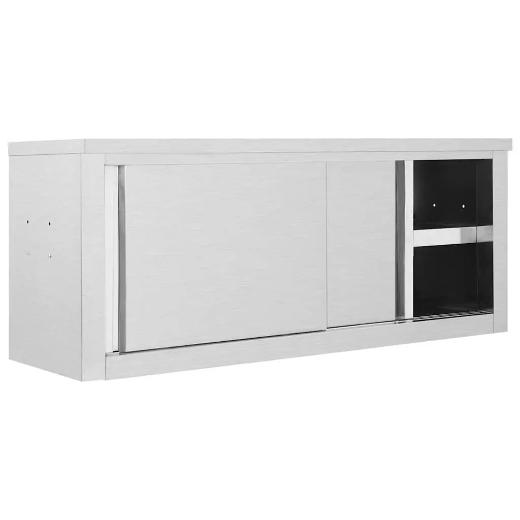 Kitchen Wall Cabinet Sliding Doors 120x40x50cm Stainless Steel Grey