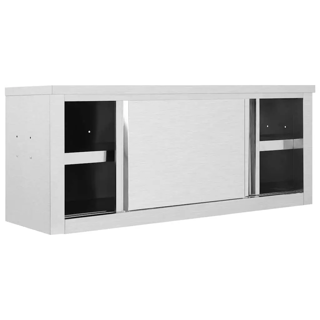 Kitchen Wall Cabinet Sliding Doors 120x40x50cm Stainless Steel Grey
