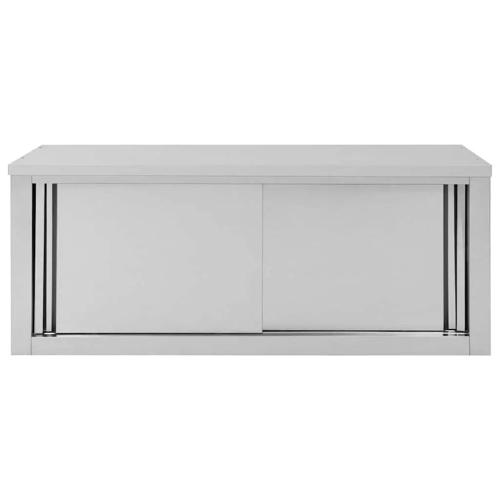 Kitchen Wall Cabinet Sliding Doors 120x40x50cm Stainless Steel Grey
