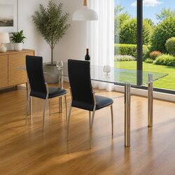 Set of 2 Black Ergonomic Dining Chairs for Modern Spaces