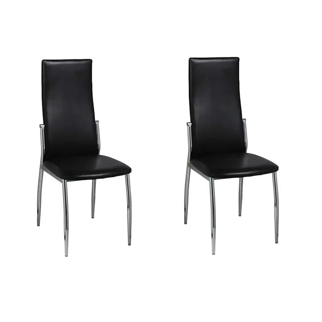 Dining Chairs 2 pcs Black Synthetic Leather Modern Kitchen Seating Ergonomic