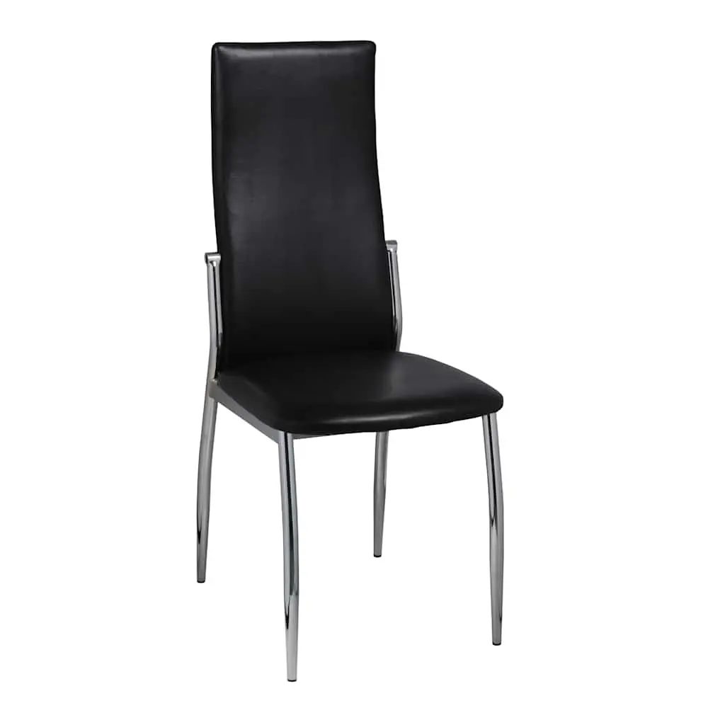 Dining Chairs 2 pcs Black Synthetic Leather Modern Kitchen Seating Ergonomic