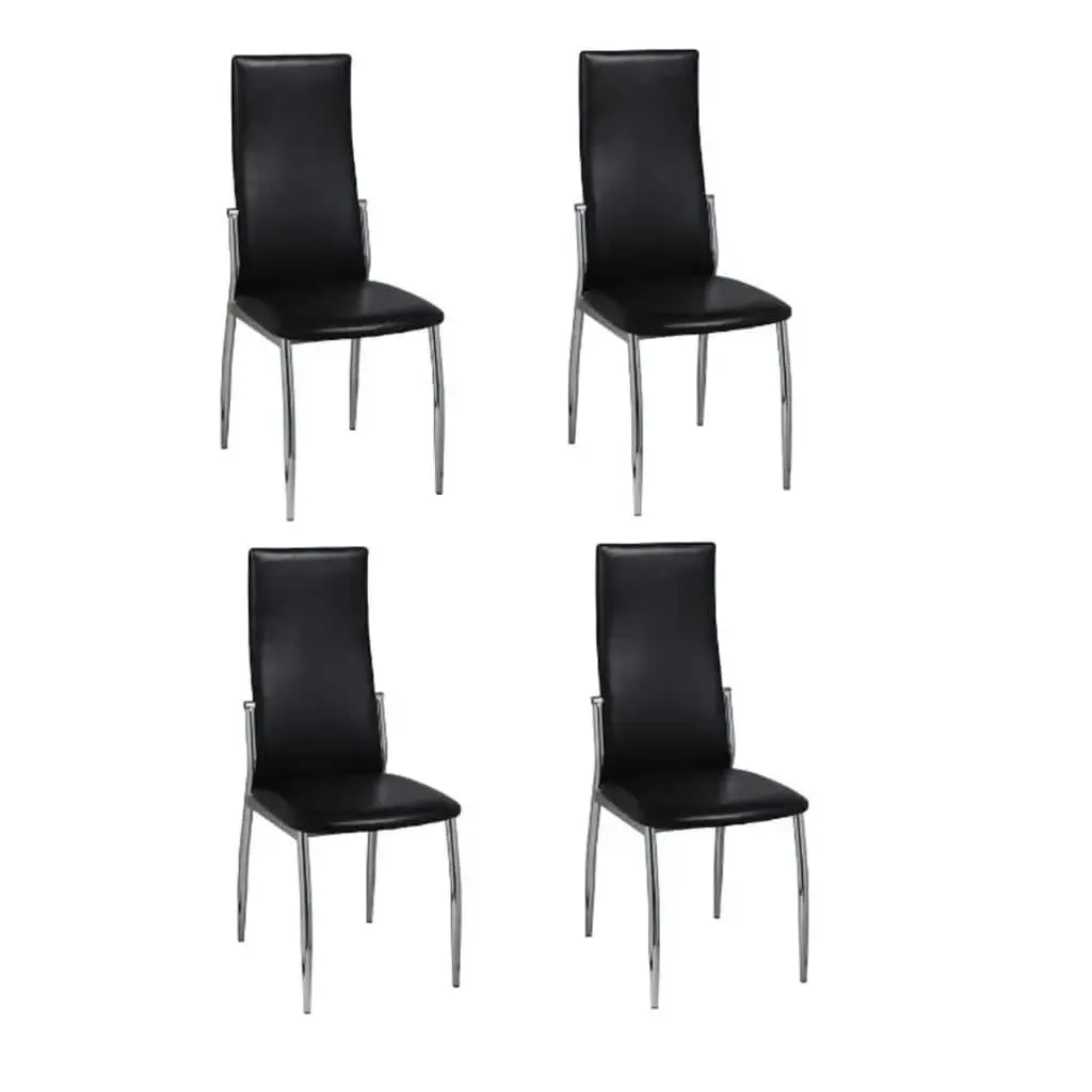 Dining Chairs Set 4 pcs Black Faux Leather Kitchen Room Seating Furniture