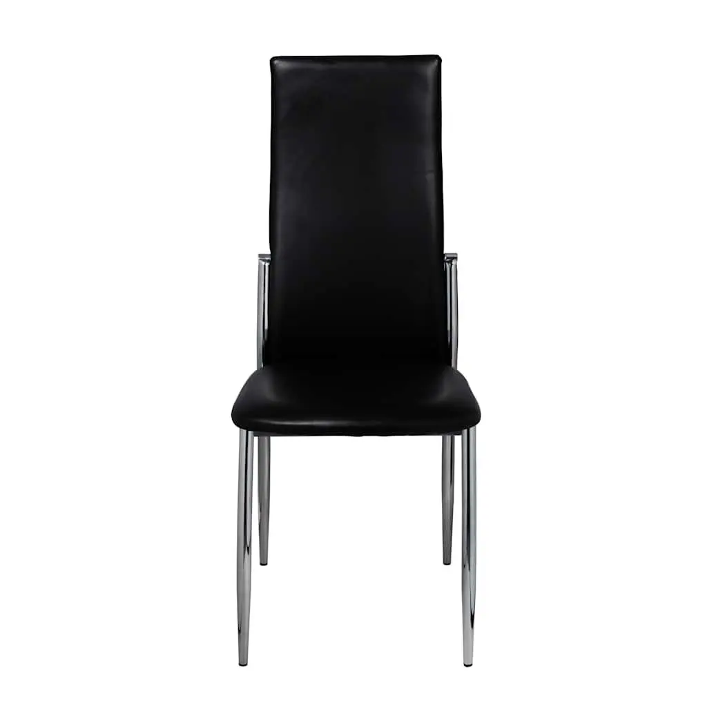 Dining Chairs Set 4 pcs Black Faux Leather Kitchen Room Seating Furniture