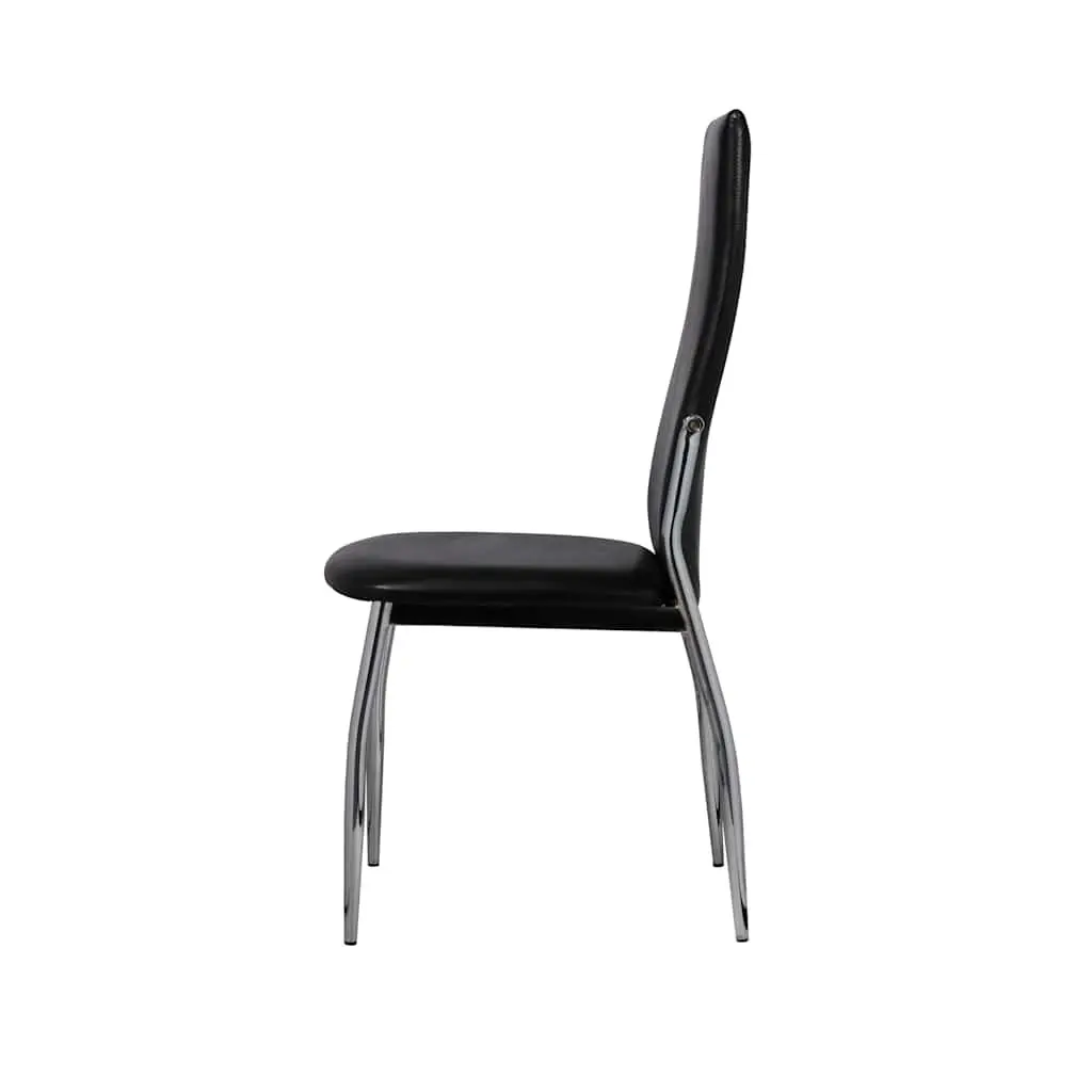Dining Chairs Set 4 pcs Black Faux Leather Kitchen Room Seating Furniture