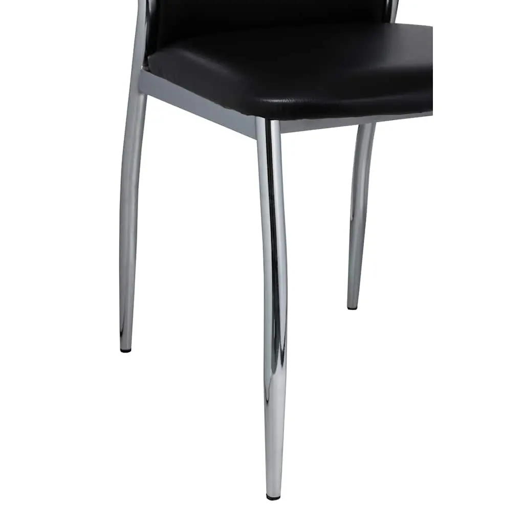 Dining Chairs Set 4 pcs Black Faux Leather Kitchen Room Seating Furniture