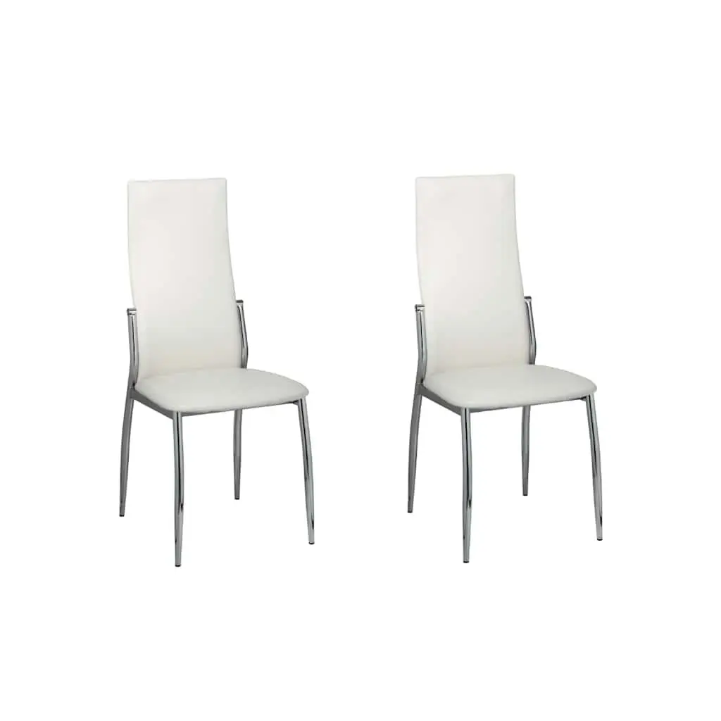 Dining Chairs White Synthetic Leather Modern Ergonomic 2 Piece
