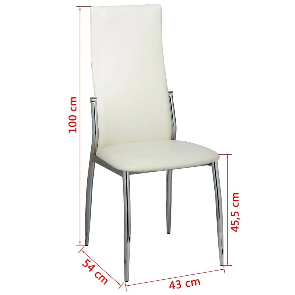 Dining Chairs 4 pcs White Faux Leather Kitchen Room Seating Ergonomic Design