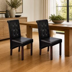 Brown Faux Leather Dining Chairs Set of 2