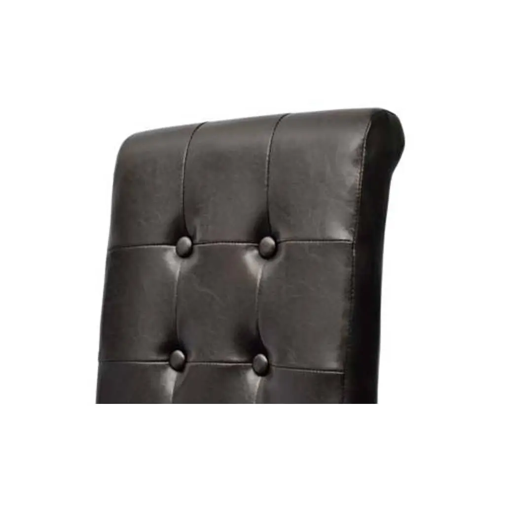 Brown Faux Leather Dining Chairs Set of 2
