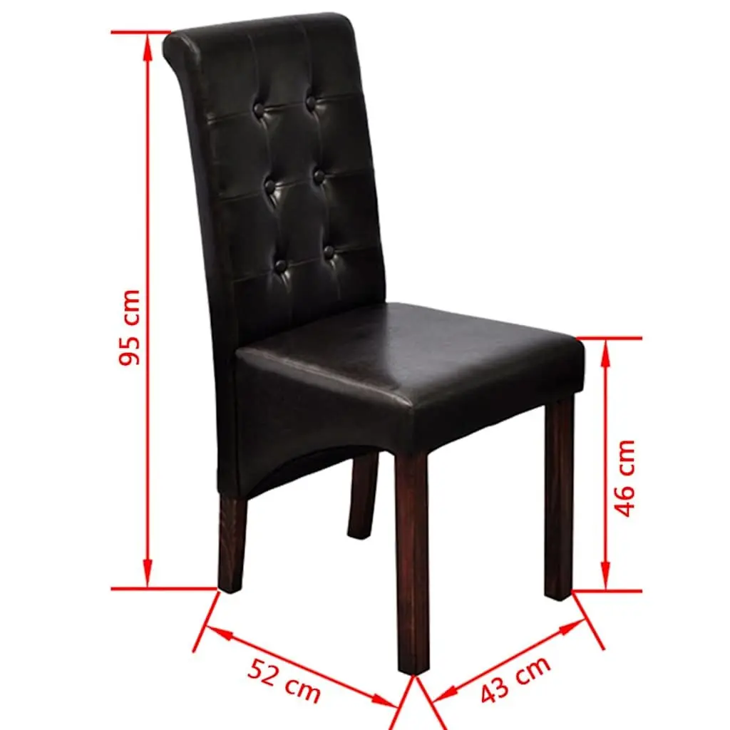 Brown Faux Leather Dining Chairs Set of 2