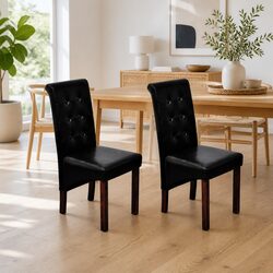 Comfortable Black Padded Dining Chairs Set of 2