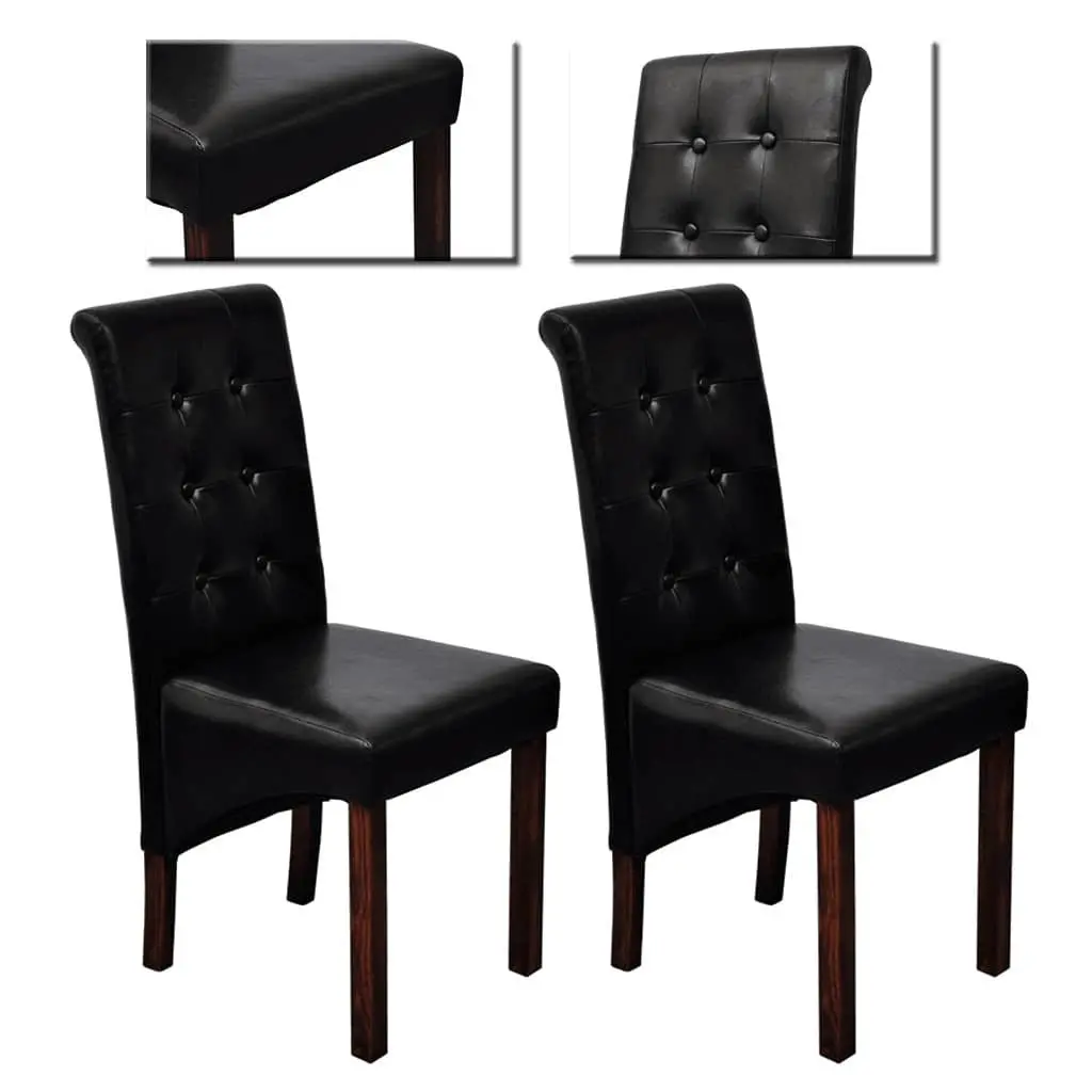 Black Padded Dining Chairs Set of 2