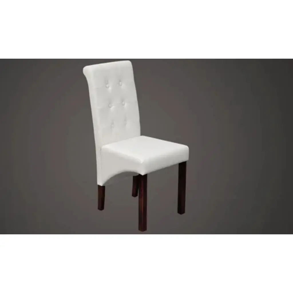 Set of 2 White Padded Dining Chairs for Comfort