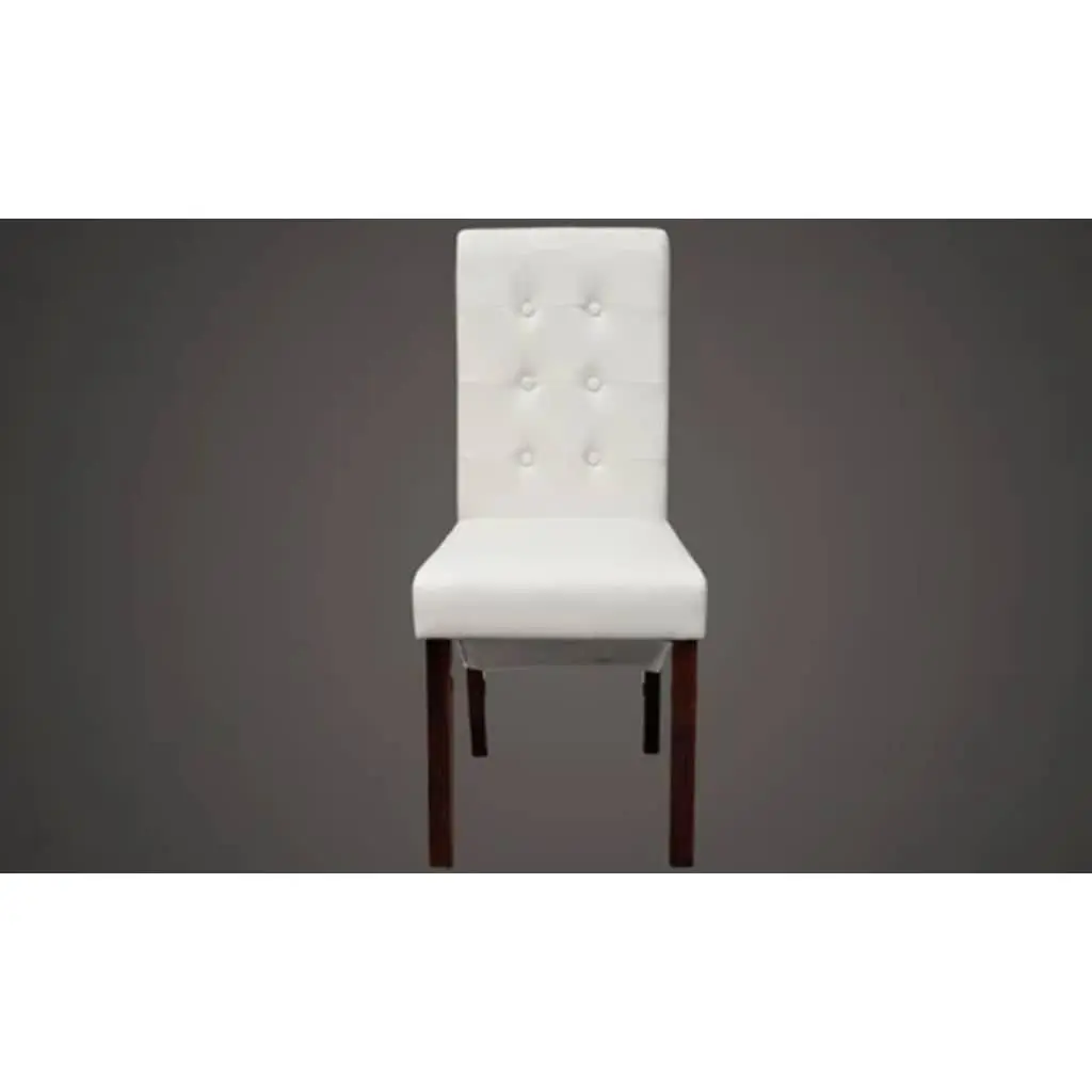 Set of 2 White Padded Dining Chairs for Comfort