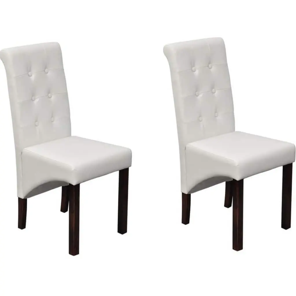 Set of 2 White Padded Dining Chairs for Comfort